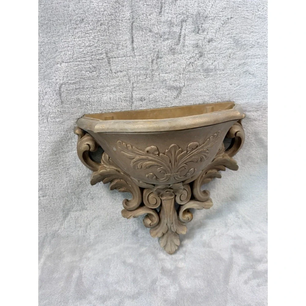 Vintage Homco Wall Pocket Planter Gold Ornate Hollywood Regency‎ USA